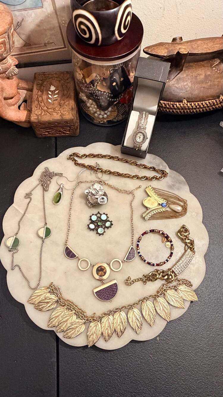 Assorted Costume Jewelry Lot with Alex and Ani Bracelet and Vivani Watch